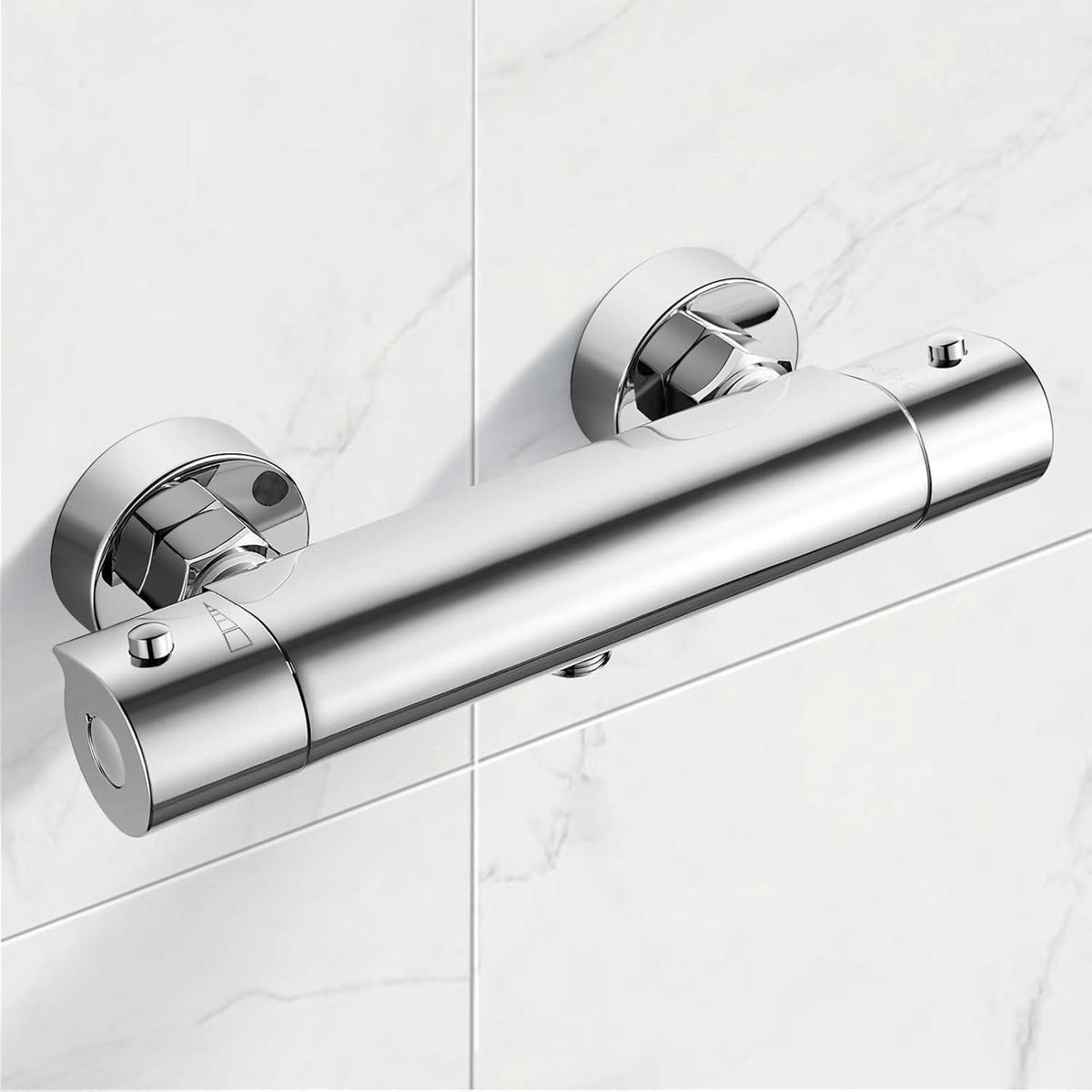 DUSCHARMATUR mit Thermostat Aufputz 150 mm Abstand - Silberfarben, Metall (7.7/7.5/31.2cm)