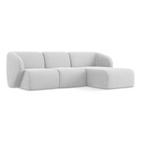 ECKSOFA Rechts Bouclé Stoff Grau - Silberfarben/Schwarz, Holzwerkstoff/Kunststoff (248/166cm) - LaMiaSofa