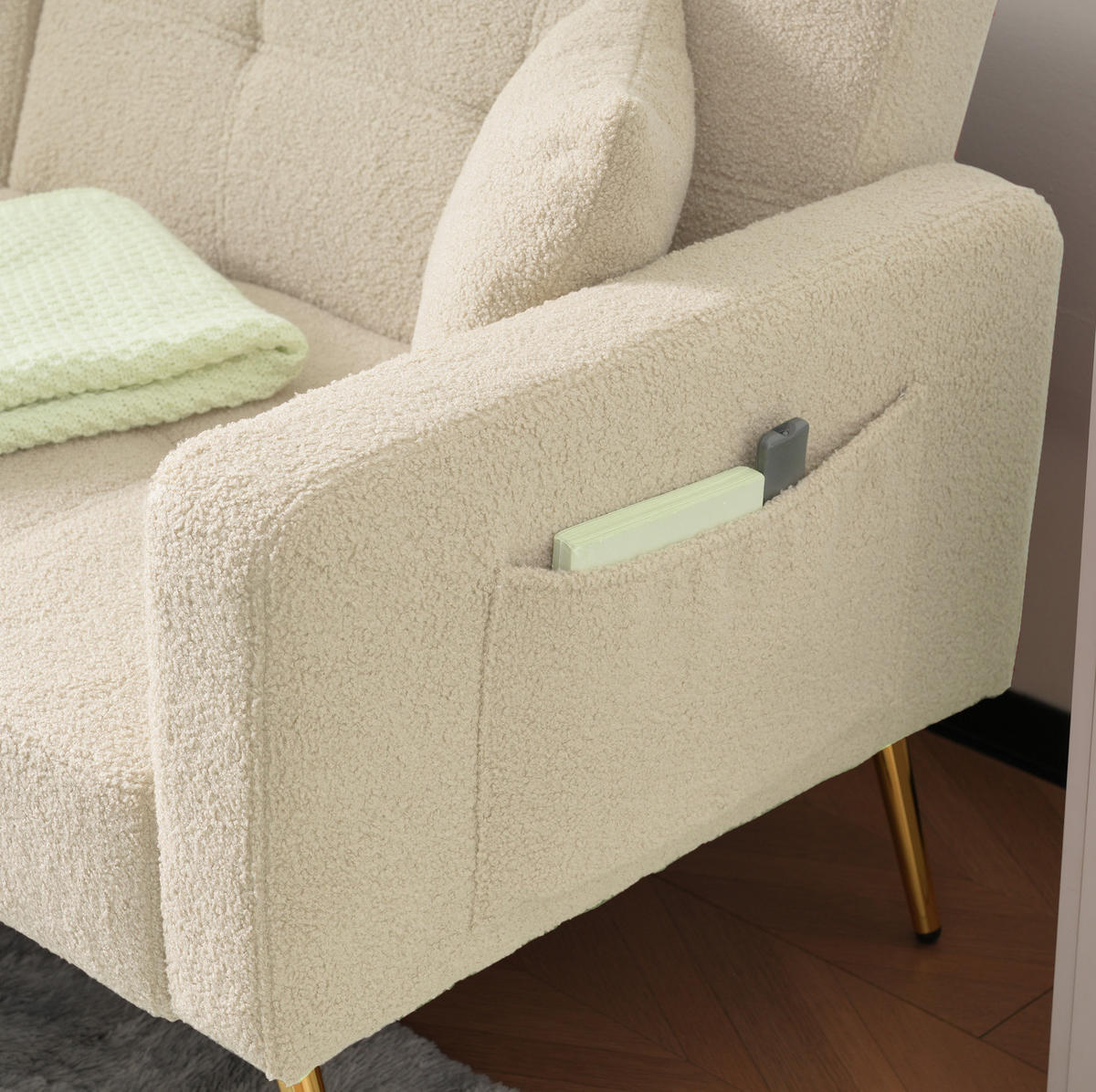 SCHLAFSOFA aus Sherpa 175x64x72 cm in Beige mit Schlaffunktion - Beige, Textil (175/72/64cm) - Modfu
