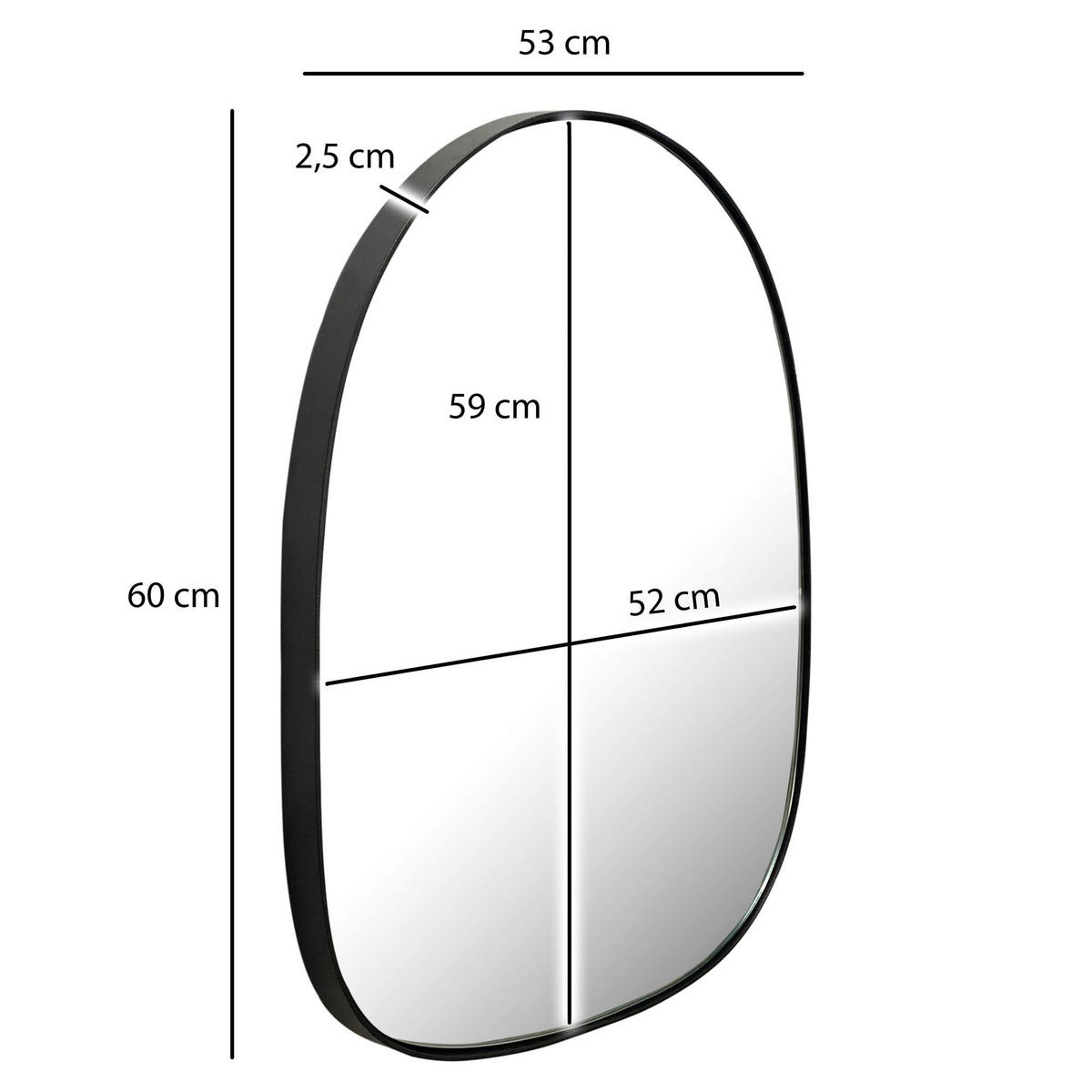 WANDSPIEGEL Asymmetrisch Metall Schwarz 53x60 cm Moderner Rahmen - Schwarz, Glas (53/60/3cm) - KADIMA DESIGN