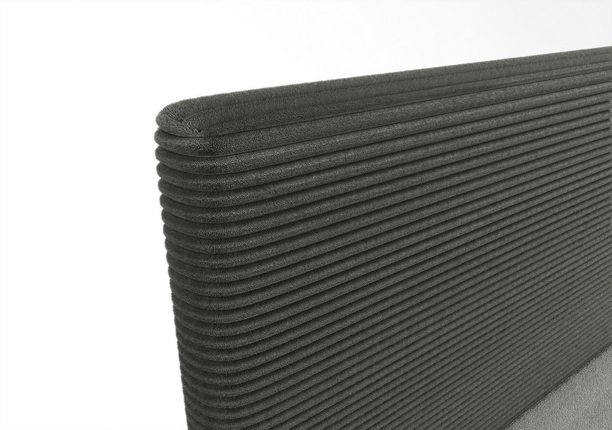 BOXBETT NARA mit Matratze H3, Bonell und Topper 180x200 POSO 115 - Dunkelgrau, Textil (180/200cm) - Bedante