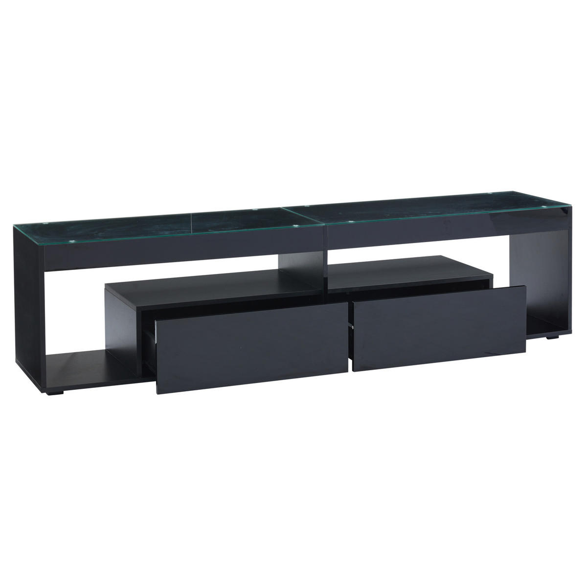 TV-ELEMENT mit LED 180 x 40 x 46 cm Schwarz Hochglanz 2 Schubladen - Schwarz, Holzwerkstoff (40/46/180cm) - Beauniv