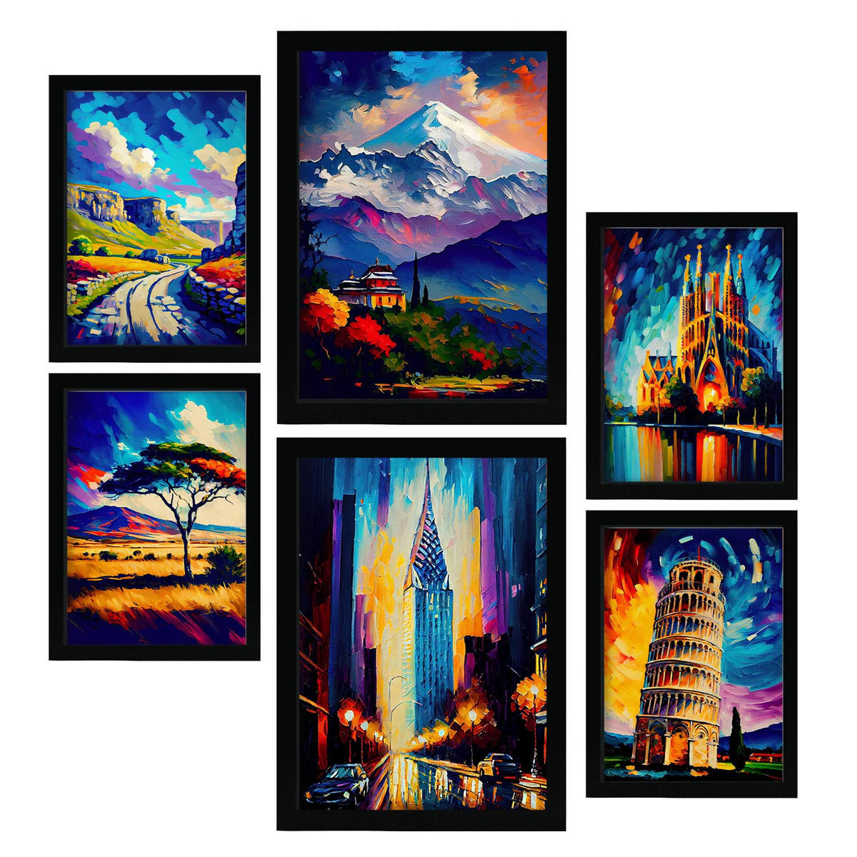 POSTER Set Mit 6 Vermächtnis Im Ölgemälde Stil A3 & A4 Rahmenlos - Klar, Papier (29/3cm) - Nacnic