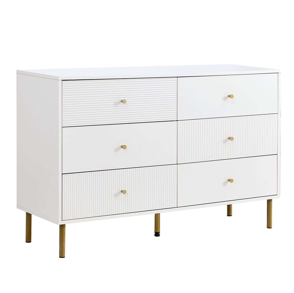 KOMMODE 120/40/78 cm aus MDF mit 6 Schubladen Weiß - Weiß, Holzwerkstoff (120/78/40cm) - Modenvie