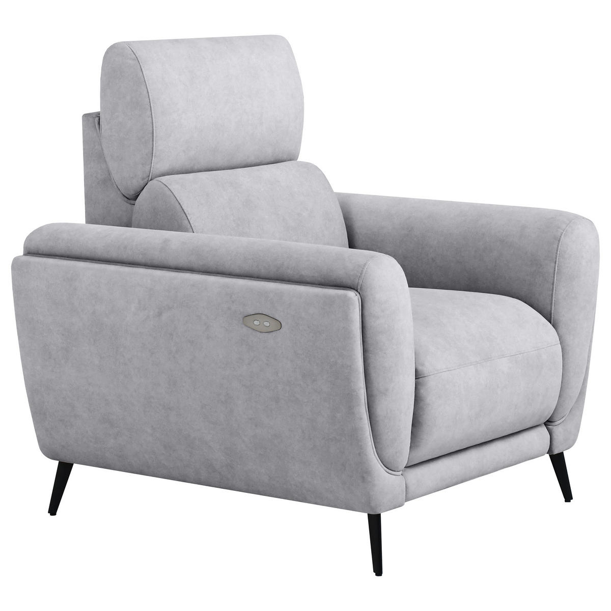 RELAXSESSEL Comfort, mit elektrischer Verstellung und verstellbarer Kopfstütze, Hellgrau - Hellgrau/Schwarz, Textil (103/97/102cm) - Beautysofa