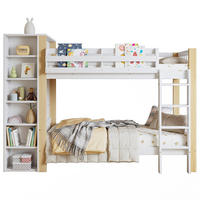 ETAGENBETT 90/200 cm Weiß+Natur mit Fallschutz und Kleiderschrank aus Kiefer und MDF - Weiß, Holzwerkstoff (90/200cm) - OKWISH