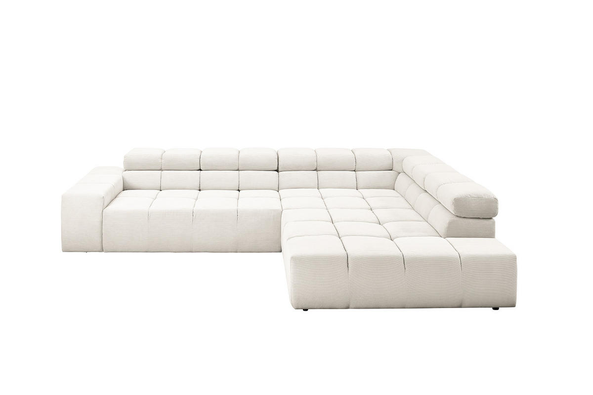 ECKSOFA NEVADA Weiß Cord - Schwarz/Weiß, Kunststoff/Textil (319/215cm) - KAWOLA