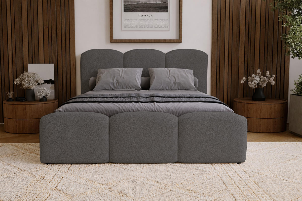 POLSTERBETT mit Bettkasten 200x200 Capri, Boucle, Grau - Grau, Holz/Textil (200/200cm) - Emporius