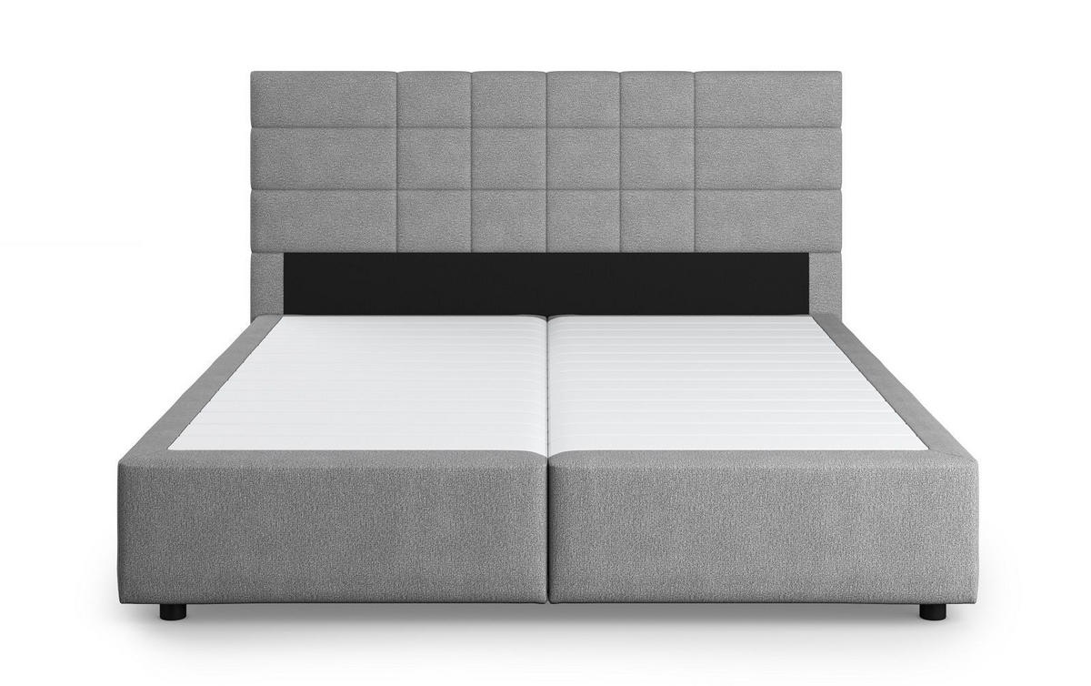 BOXBETT 140/160/180x200 – inkl. Topper, 7‑Zonen Taschenfederkern-Matratze, New York-Stoff - Hellgrau/Schwarz, Holz/Kunststoff (180/200cm) - Cotta