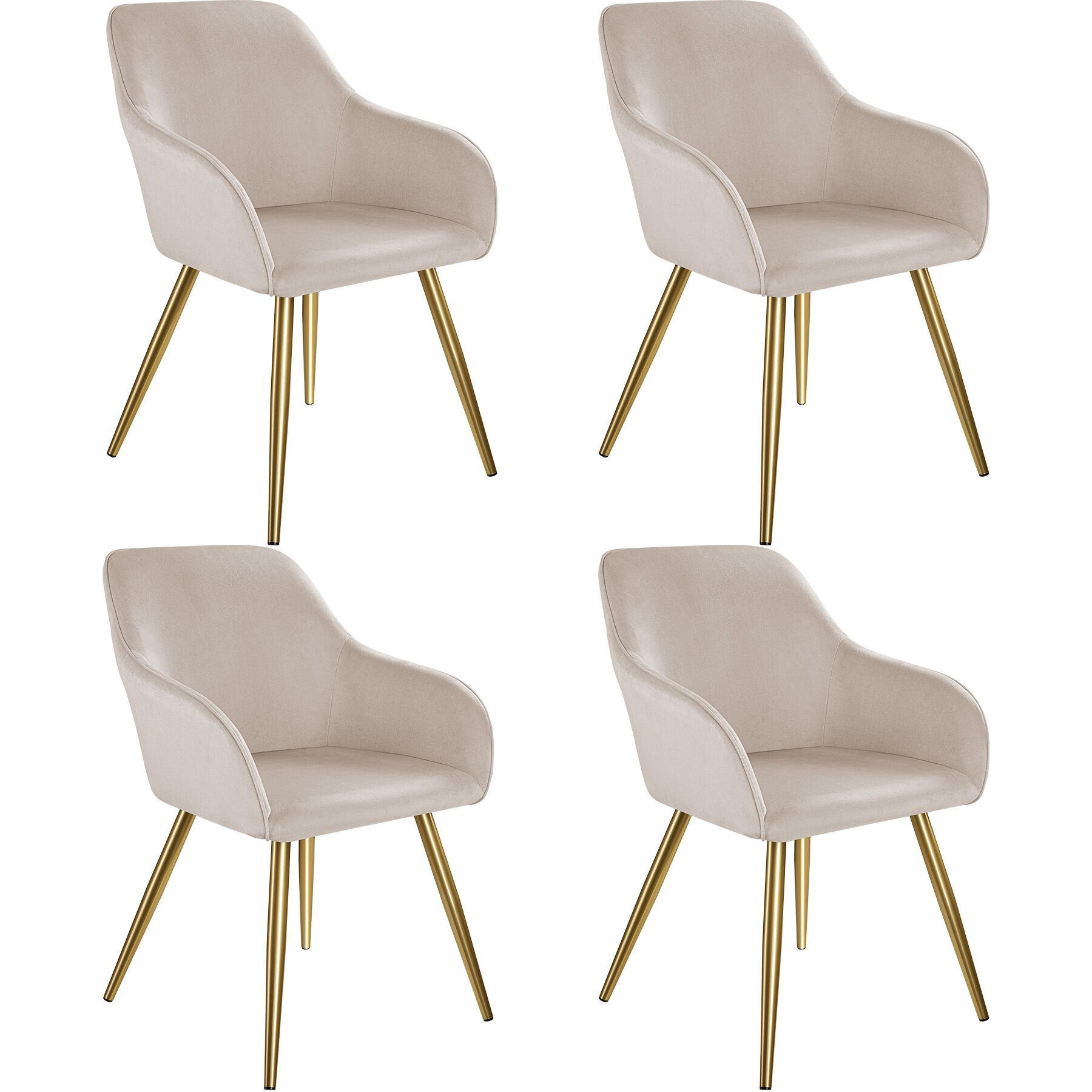 tectake Esszimmerstuhl Taupe, Gold 58x82x62 cm