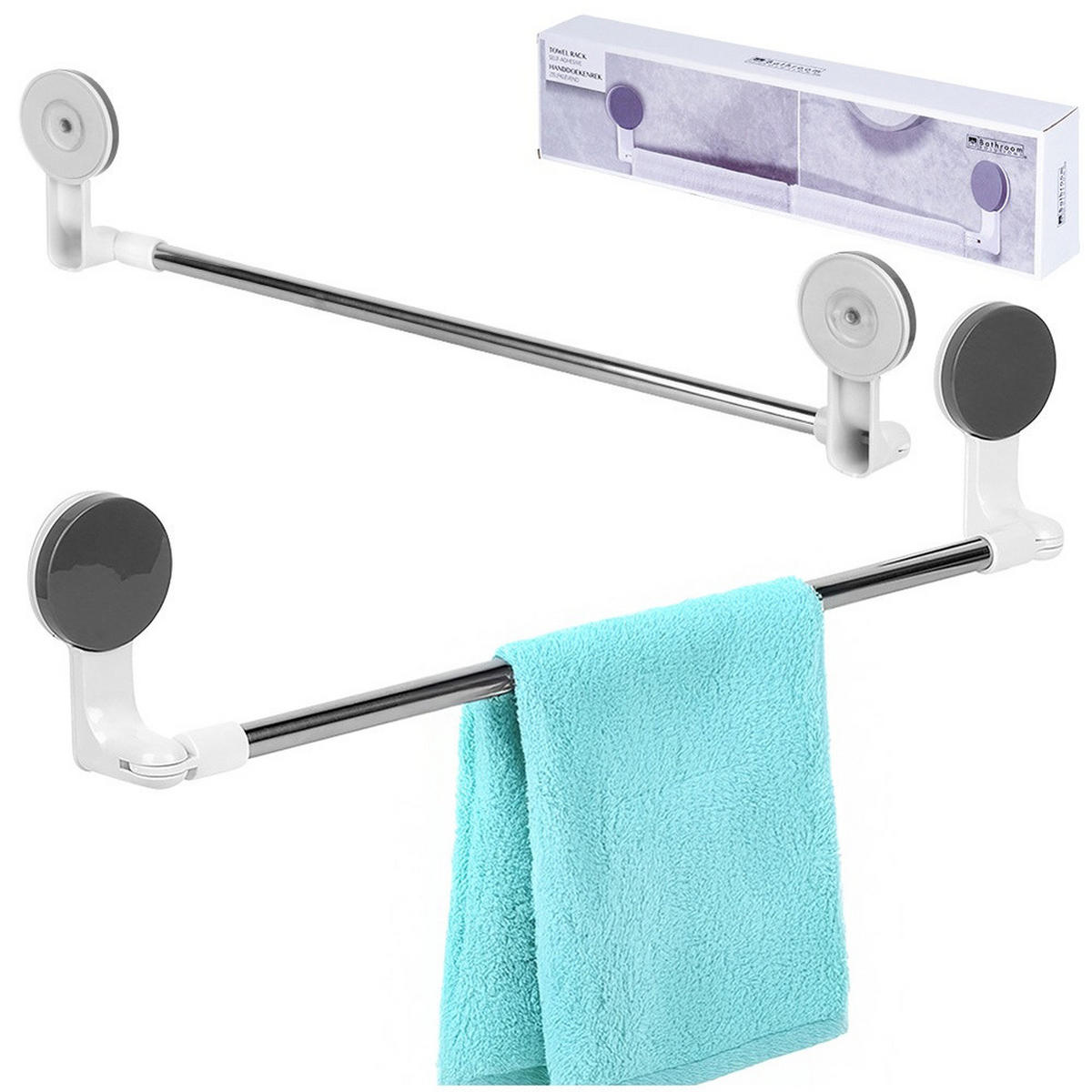 HANDTUCHHALTER Saugnapf Silber - Silberfarben, Metall (60/11/8.5cm) - Bathroom solutions