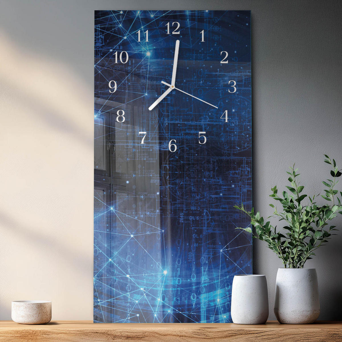 WANDUHR 30x60 cm - Opernhaus von Sydney - Blau, Glas (30/60/0.4cm) - TULUP