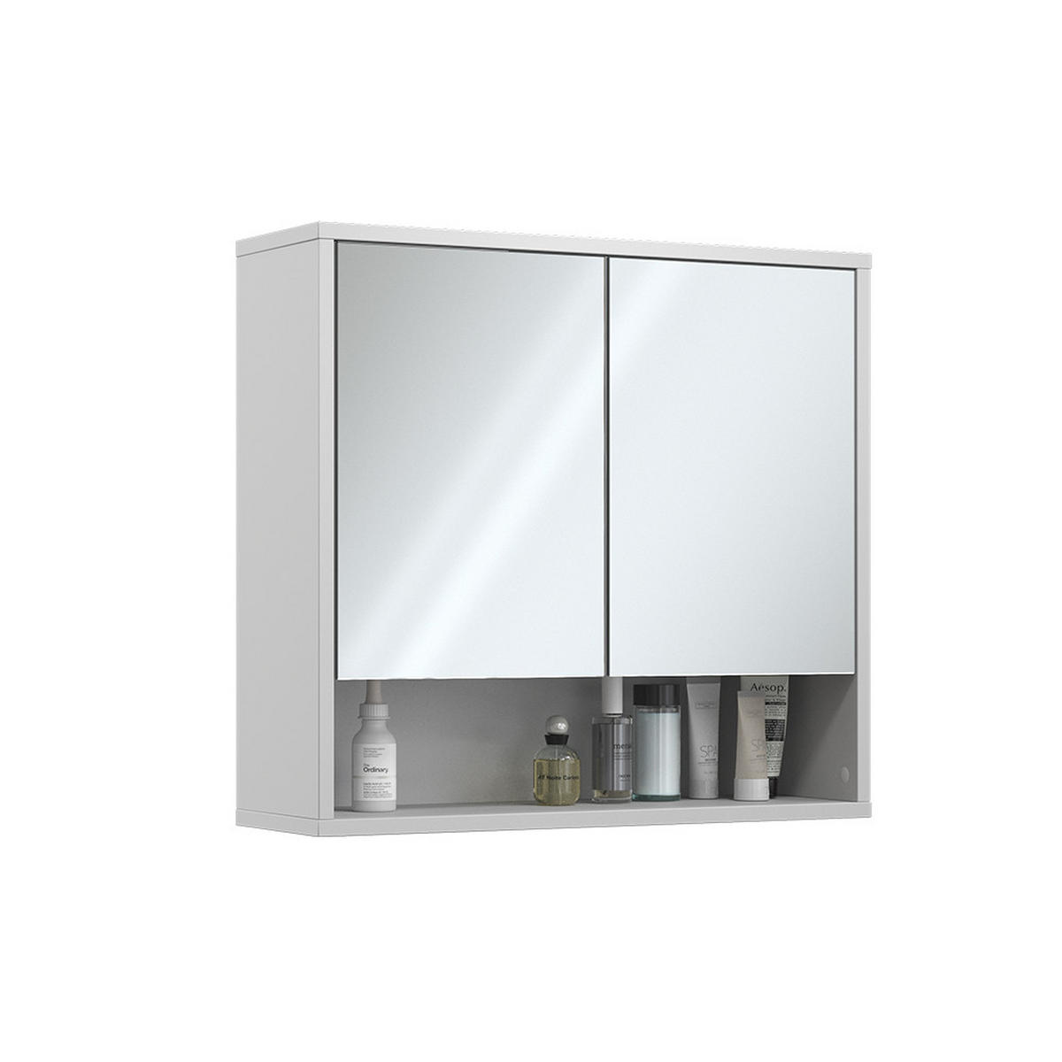 BADSPIEGELSCHRANK Eliza Weiß 70 x 65 cm mit 2 Türen - Weiß, Holzwerkstoff (70/65/22.1cm) - Vicco