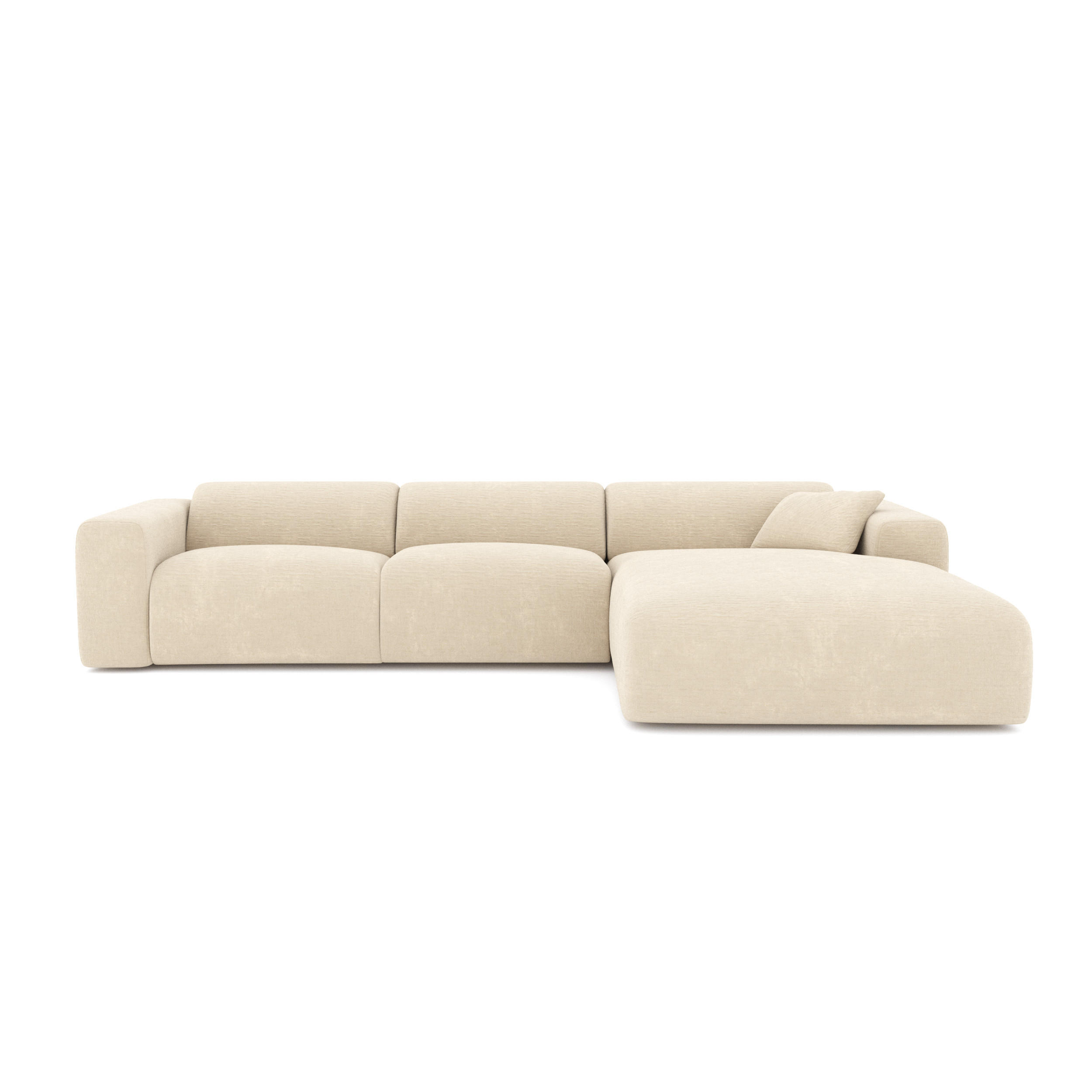 ECKSOFA RECHTS Texturierter Samt Creme 280cm - Creme, Textil (280/95cm) - Sia Home