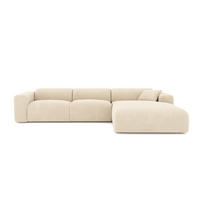 ECKSOFA RECHTS Texturierter Samt Creme 280cm - Creme, Textil (280/95cm) - Sia Home