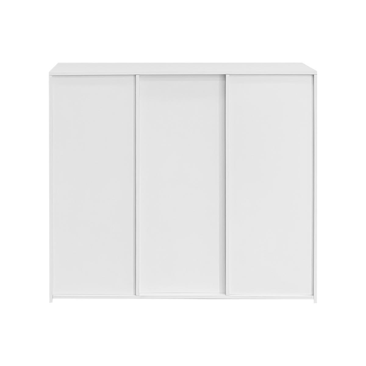 SIDEBOARD in Weiß mit Hochglanz-Front und Glasregalen, kompaktes Buffet mit Tür, 95/35/83 cm, Weiß - Weiß, Holzwerkstoff (95/83/35cm) - Redom