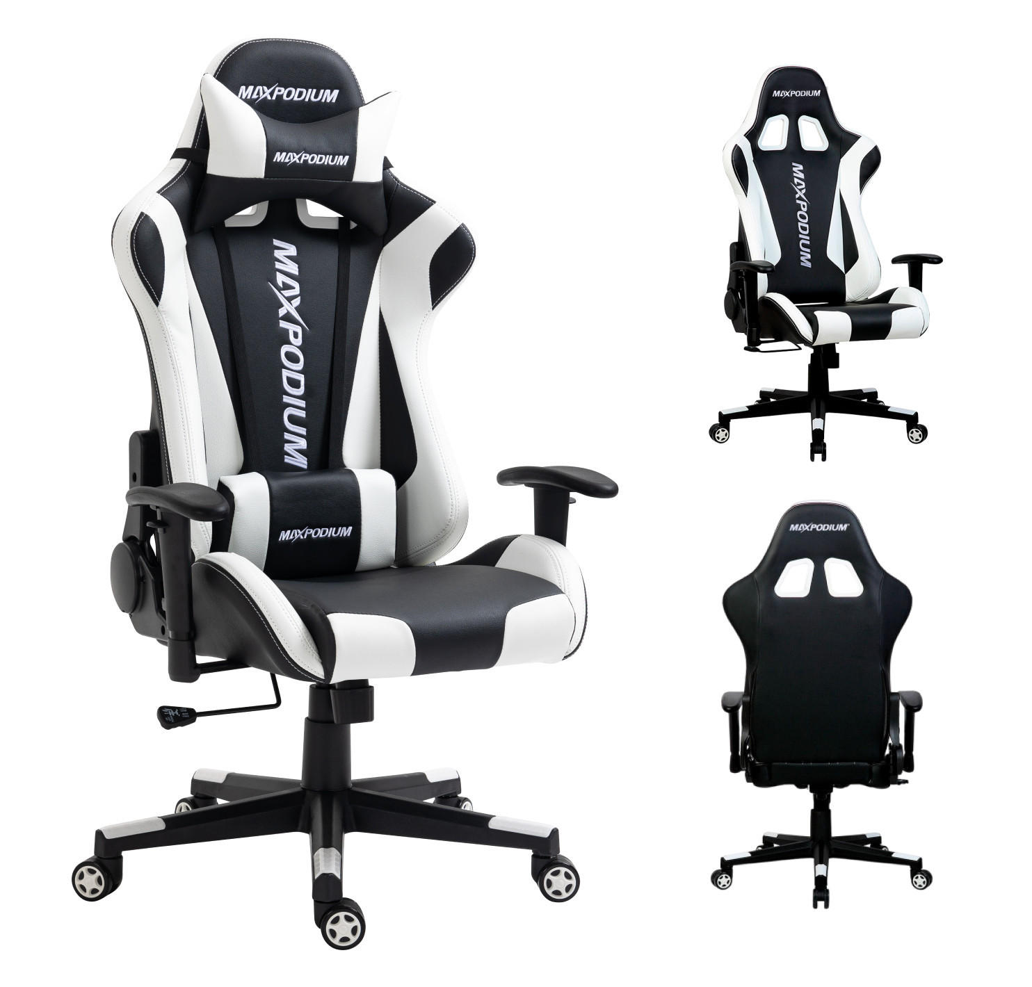 GAMING-STUHL Skilled Schwarz Weiß - Weiß, Metall (55/137/50cm) - MaxPodium