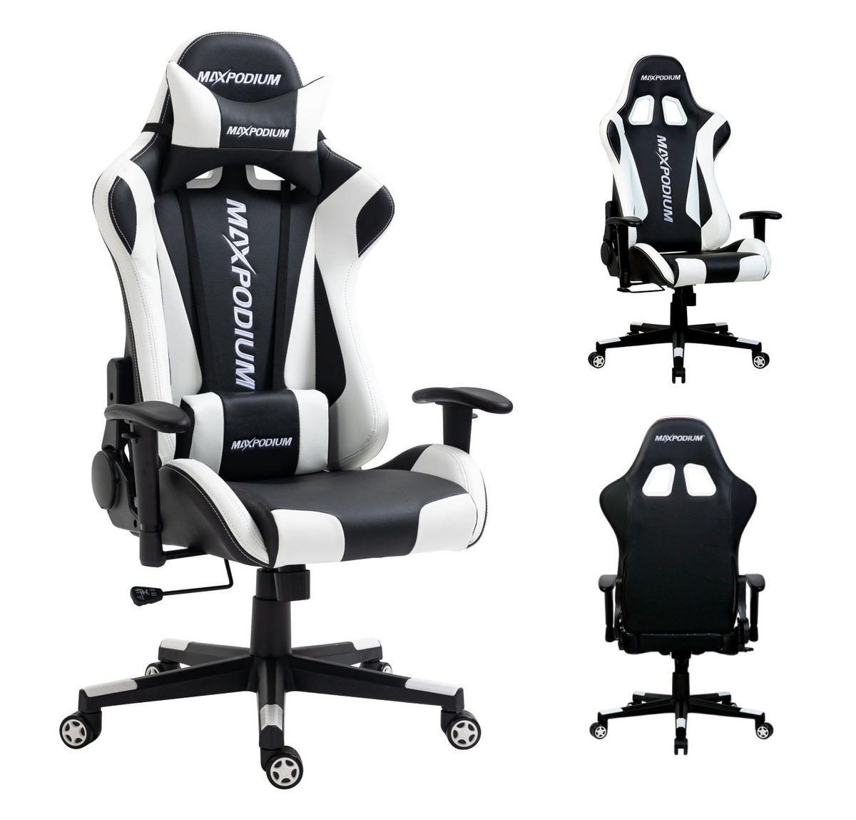 GAMING-STUHL Skilled Schwarz Weiß - Weiß, Metall (55/137/50cm) - MaxPodium