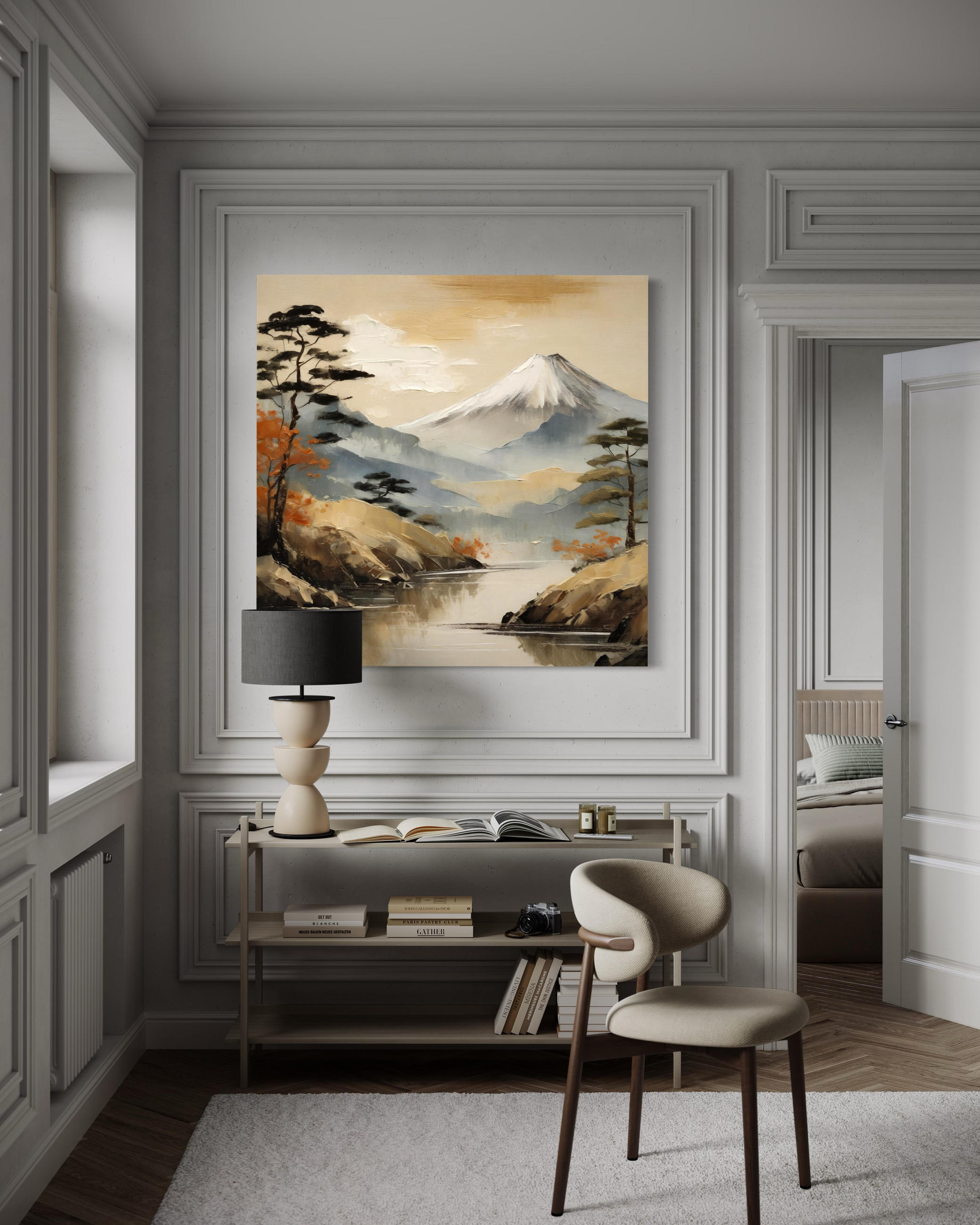 WANDBILD landschaft fluss natur berge - Beige, Textil (50/50cm) - Feeby