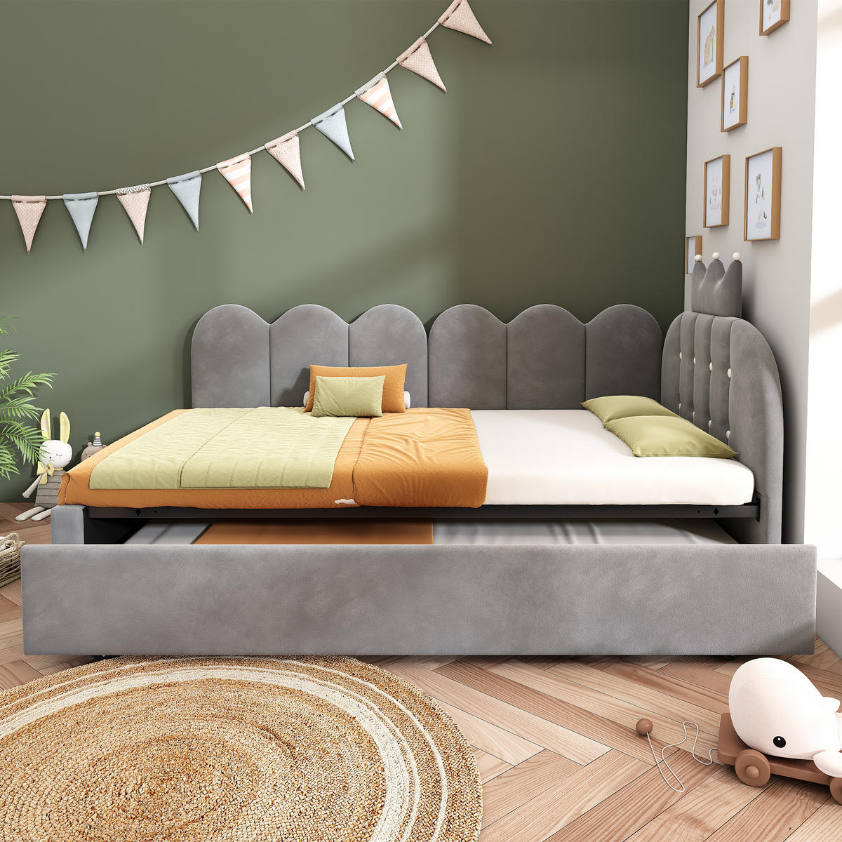 AUSZIEHBETT 90/190-200 cm DE-00312, in Grau, Gitter Design - Grau, Metall (90/200cm) - ComfortXL