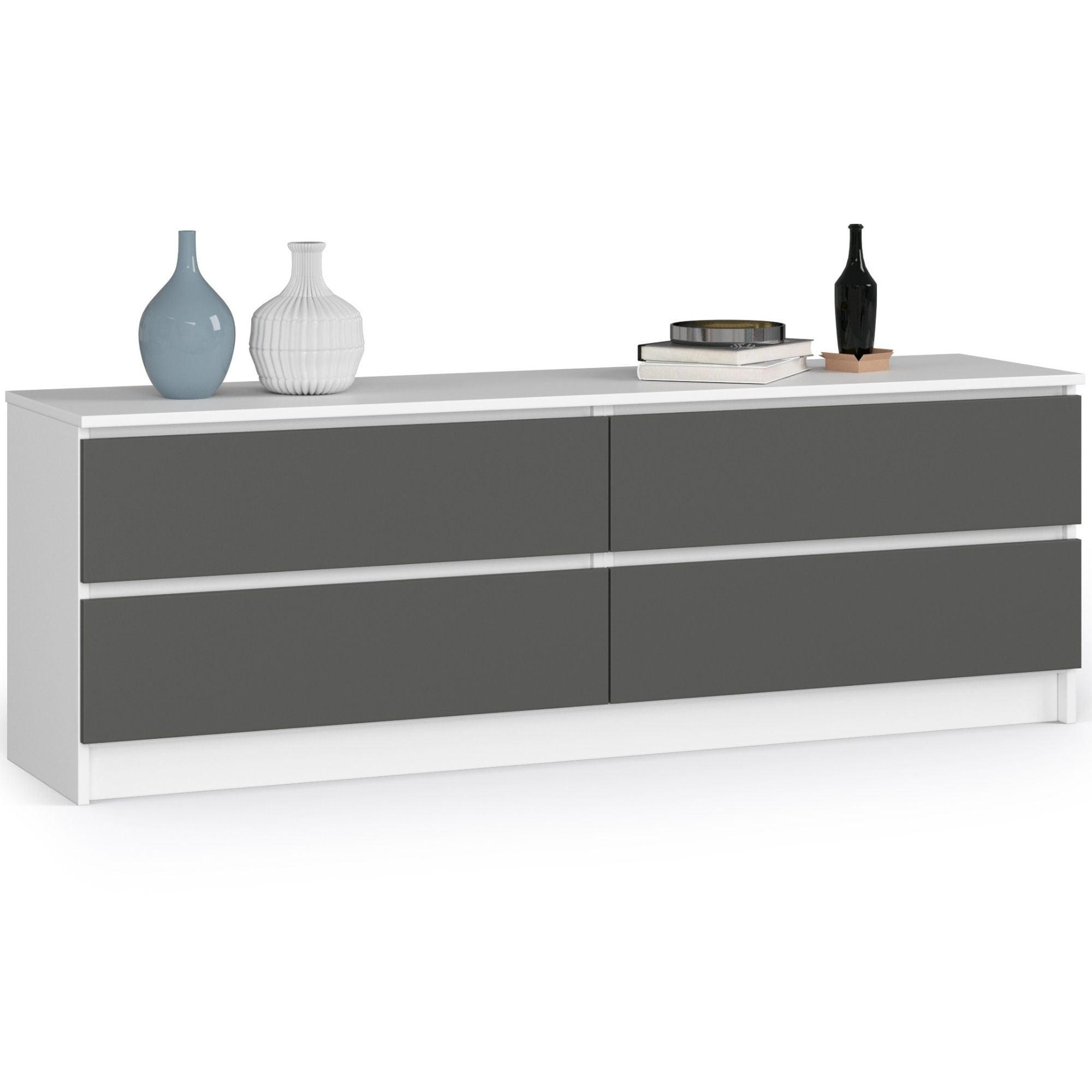 RAUMHIRSCH FURNITURE KOMODA bílá, grafitově šedá 55/160/40