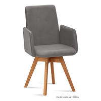 ARMLEHNSTUHL drehbar (2er-Set) Donny 52x92x60 Eiche geölt/Grau - Eichefarben/Grau, Kunststoff (60/92/52cm) - 58aufmkessel