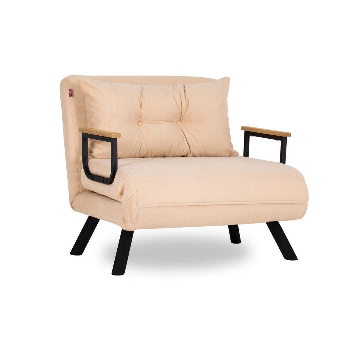 SESSEL mit Stoffbezug und Metallfüßen, umwandelbar 67/50/41 cm - Beige, Metall (50/41/67cm) - Calicosy