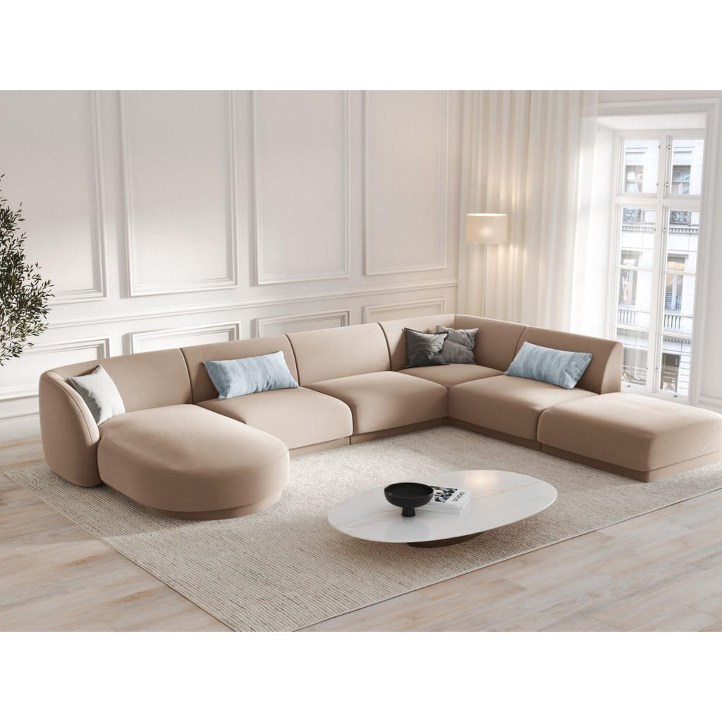 Thumbnail - Micadoni Panoramasofa, Cappuccino, Textil, 6-Sitzer, U-Form, 255x70x330 cm, Hergestellt in Europa, Oeko-Tex®, Wohnzimmer...