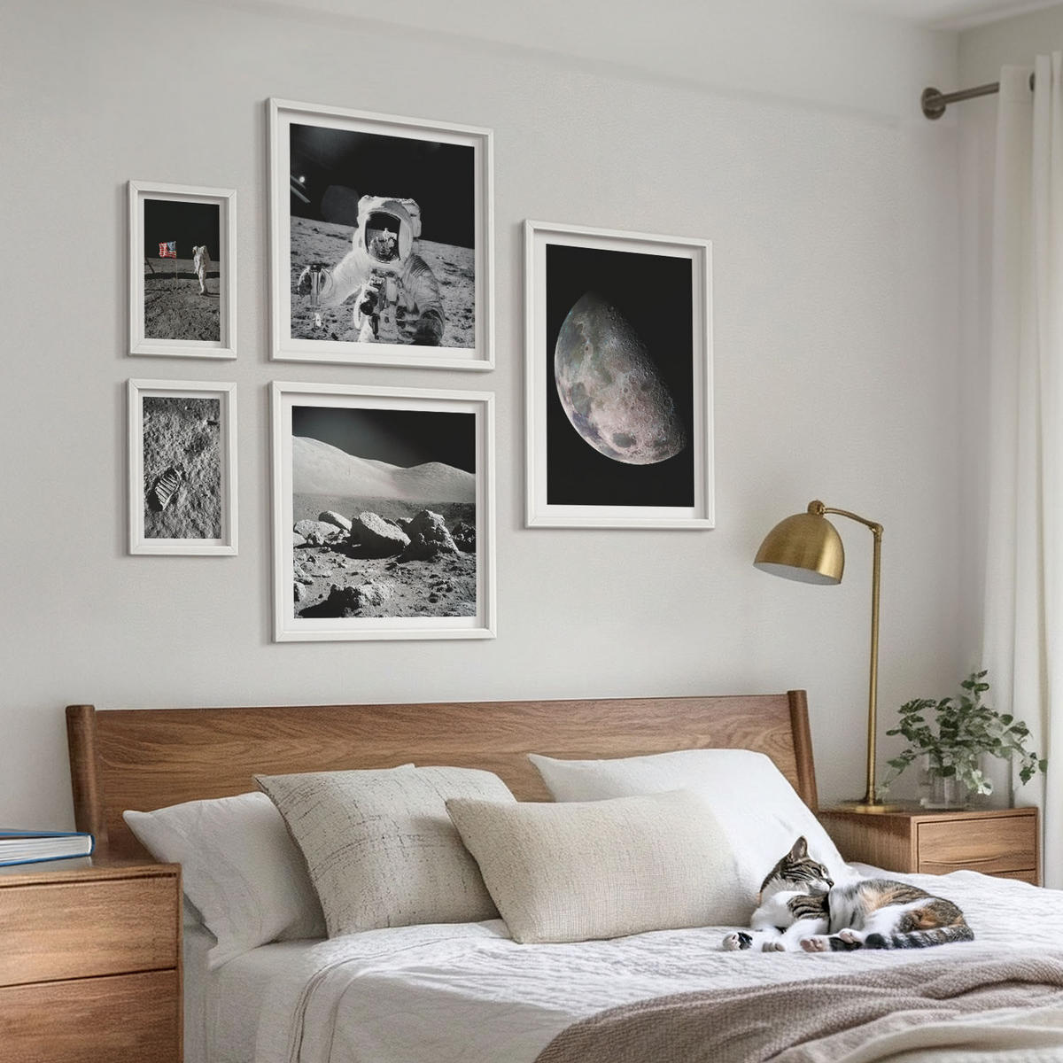 WANDBILDER 5er-Set - 50x50 cm & 20x30 cm & 40x60 cm Weißer Rahmen - Gemälde von Zitronenbäumen - Weiß, Kunststoff (40/60cm) - ArtPrintCave