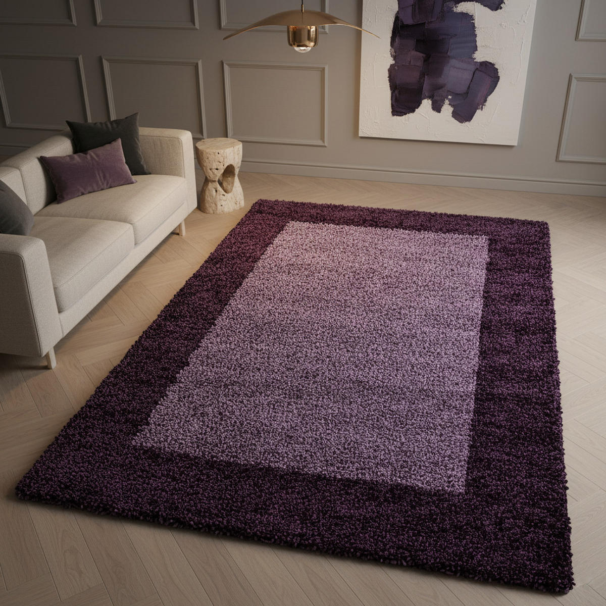 HOCHFLORTEPPICH RHEIN, mit Bordüre, Violett, 300 x 400 cm - Lila, Textil (400/300cm) - KADIMA DESIGN