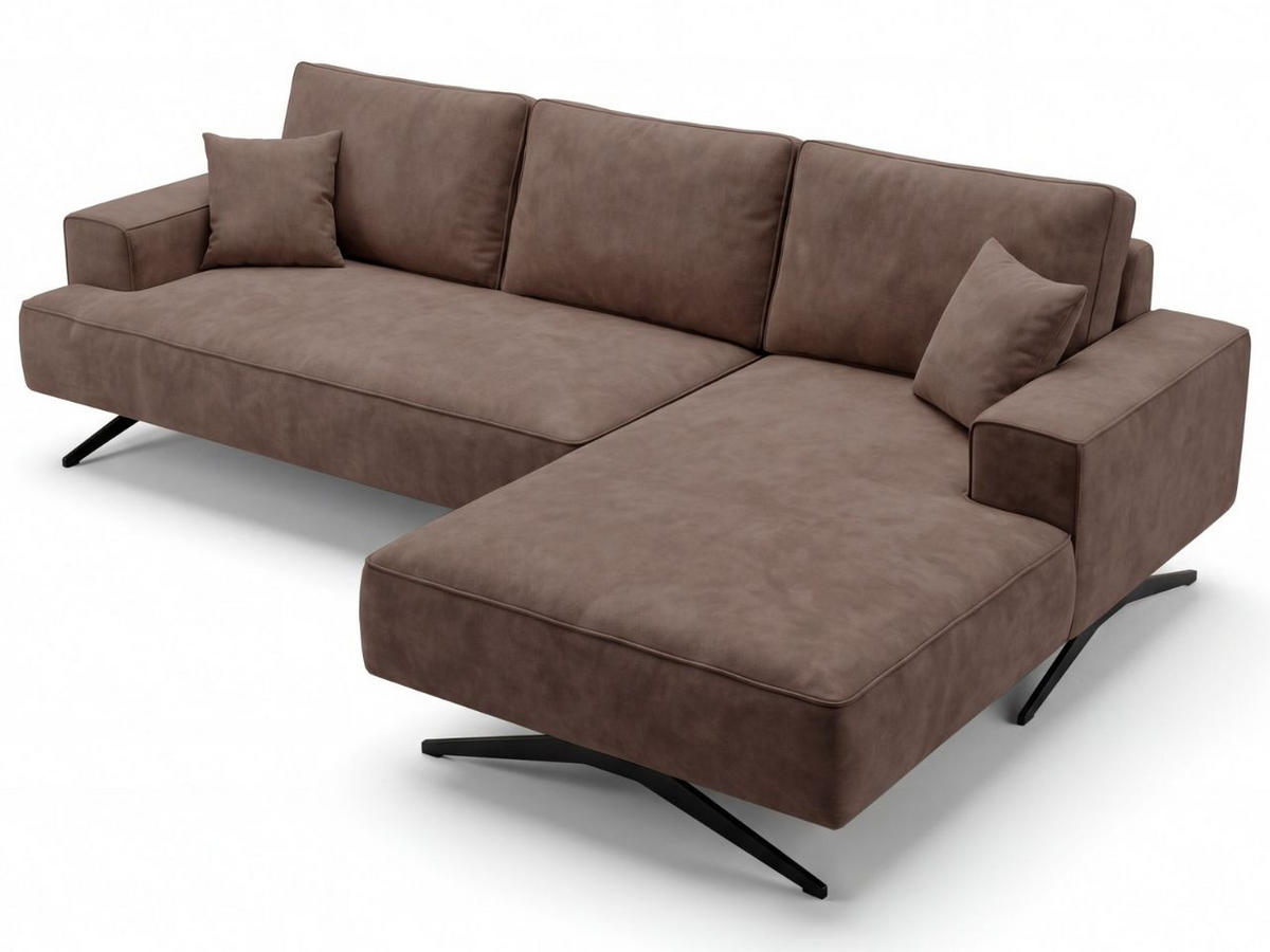 ECKSOFA Leto Braun Rechts - Schwarz/Braun, Holz/Textil (165/260cm) - Graingold