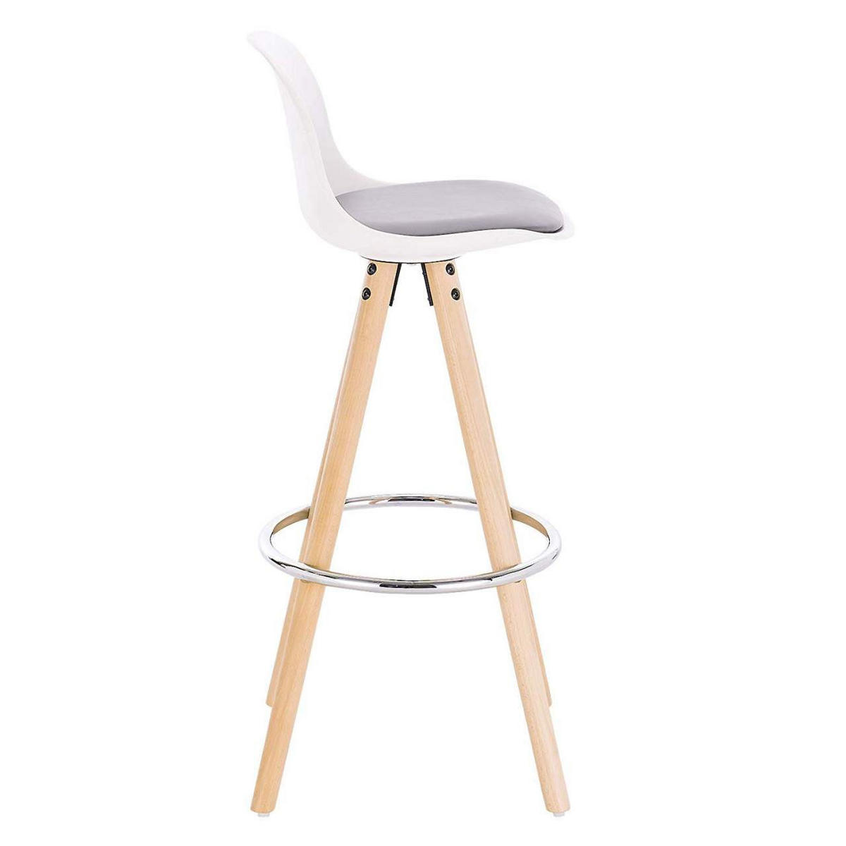 BARHOCKER Kunstleder, Holzgestell, Grau+Weiß - Eichefarben/Weiß, Holz/Kunststoff (38.5/96.5/38.5cm) - Woltu