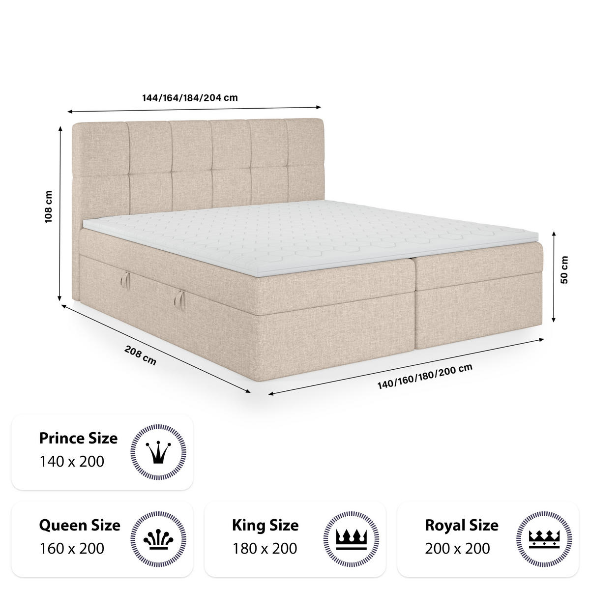 BOXBETT Mokpo 180x200 cm, Beige - Beige, Textil (180/200cm) - Fedve
