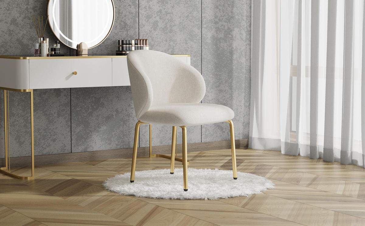 ESSZIMMERSTUHL Chenille mit gepolsterter Sitzfläche 47,5/56/74 cm beige - Beige, Textil (47.5/74/56cm) - Redom