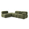 ECKSOFA Links Samt Stoff Grün - Schwarz/Olivgrün, Kunststoff/Textil (190/285cm) - Makamii