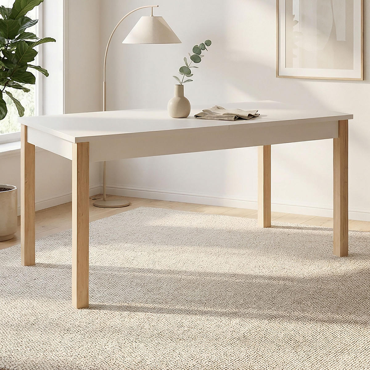 ESSTISCH in beige 160-200/80/77 cm ausziehbar - Beige/Eiche Artisan, Holz (160/80/77cm) - Homestyle4u