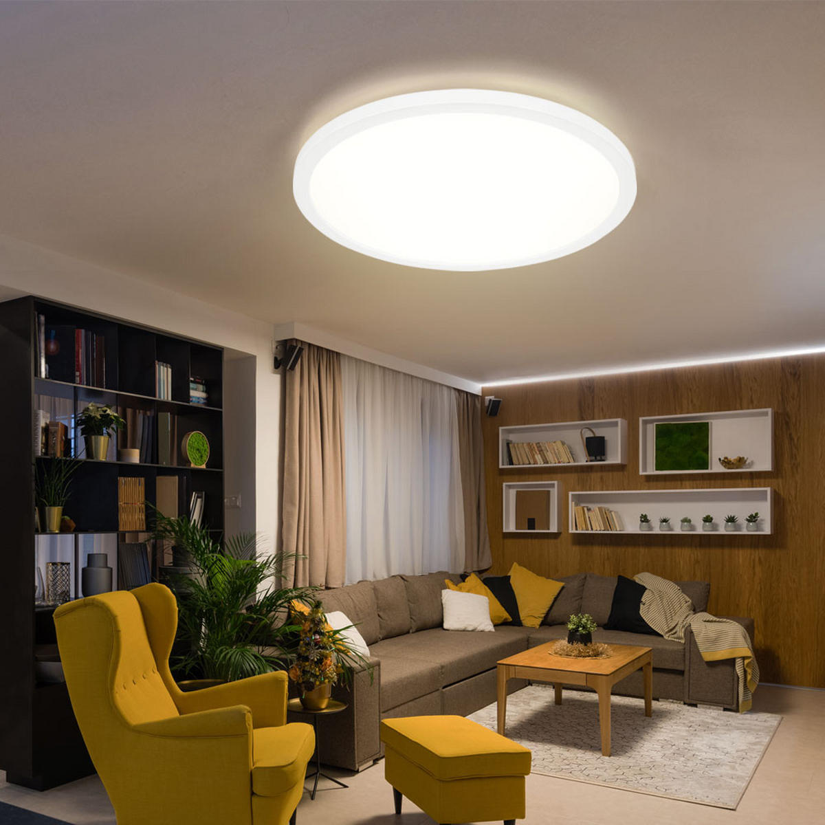 LED DECKENLEUCHTE Kunststoff Weiß Opal - Weiß, Kunststoff (42/42/2.5cm) - Globo Lighting