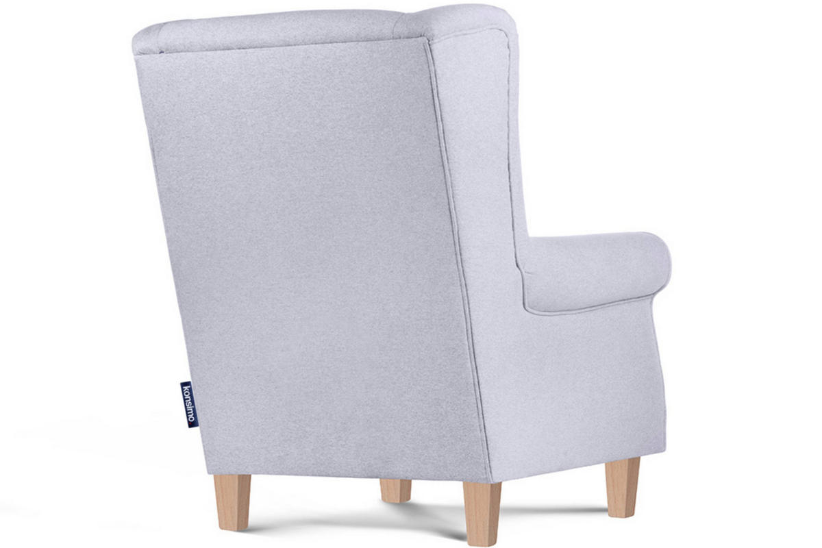 OHRENSESSEL-SET MILES inkl. Sitzhocker, hellgrau - Eichefarben/Hellgrau, Holzwerkstoff/Buchenholz (82/105/97cm) - KONSIMO®
