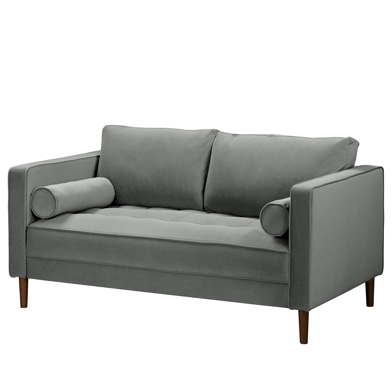 2-SITZER SOFA - Samt - Grau, Textil (150/80/86cm) - home24