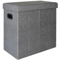 WÄSCHEKORB mit Deckel, 50/25/49 cm Grau - Grau, Textil (26/49/50cm) - Dunedesign