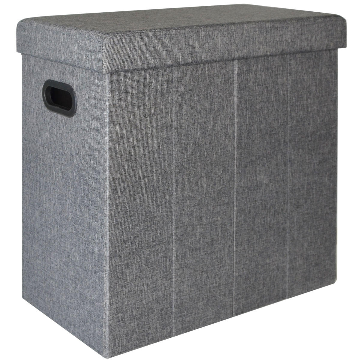 WÄSCHEKORB mit Deckel, 50/25/49 cm Grau - Grau, Textil (26/49/50cm) - Dunedesign