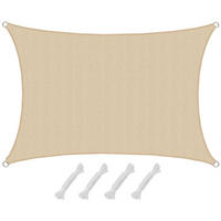 UV-SONNENSEGEL 1/2 m, Viereckig, Wasserdurchlässig, Beige - Beige, Kunststoff (100/200cm) - Amanka