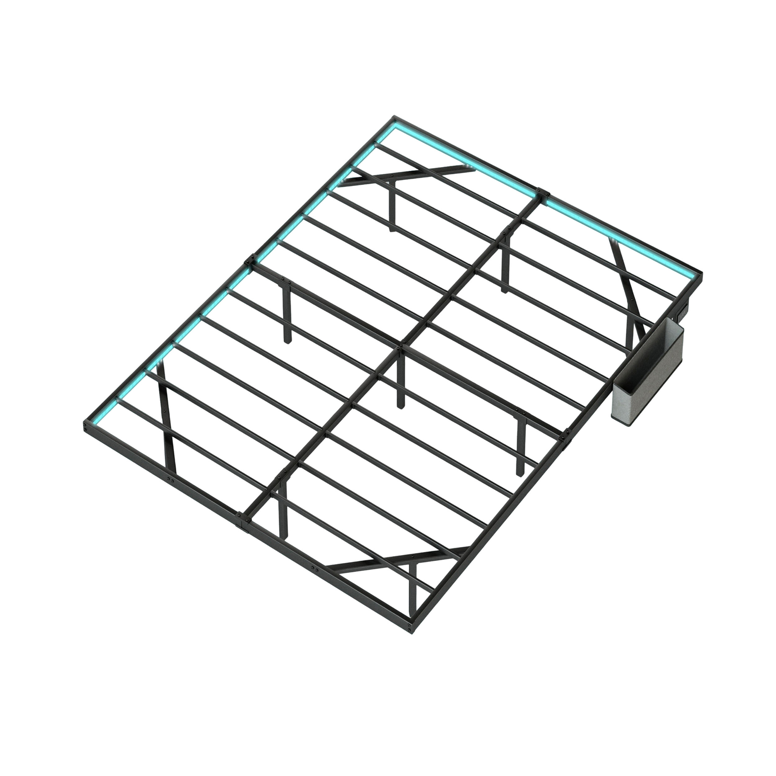 METALLBETT 140/200 cm Schwarz mit LED-Beleuchtung - Schwarz, Metall (140/200cm) - Oxeza