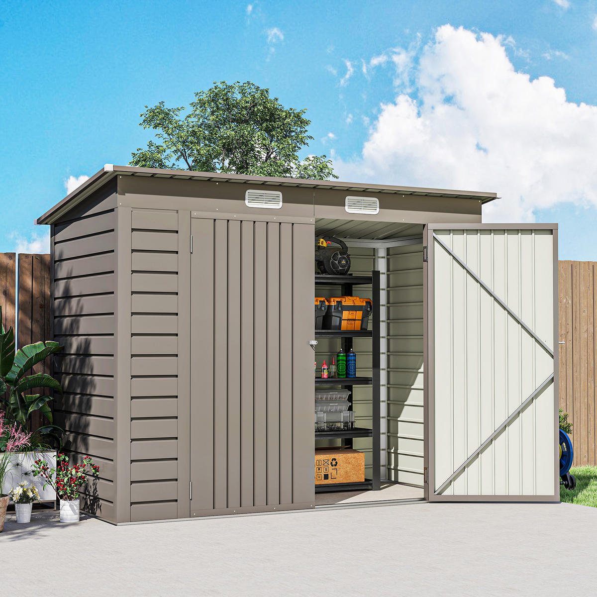 GERÄTEHAUS DE-16873 horizontale Wandpaneele 3 m² Hellgrau - Hellgrau, Metall (121/183/249cm) - ComfortXL