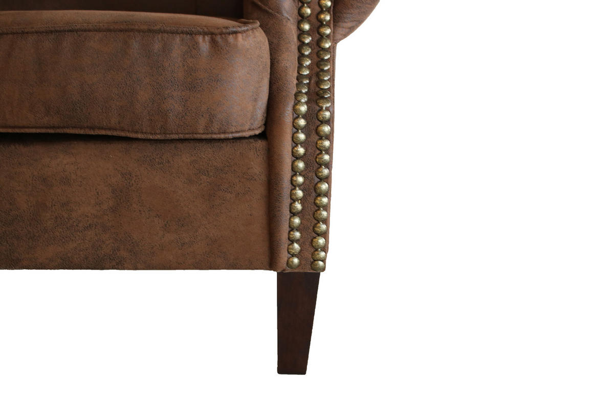 CHESTERFIELD-SESSEL Anton Braun Microfaser Vintageoptik - Braun, Holz/Textil (102/102/93cm) - S-Style Möbel