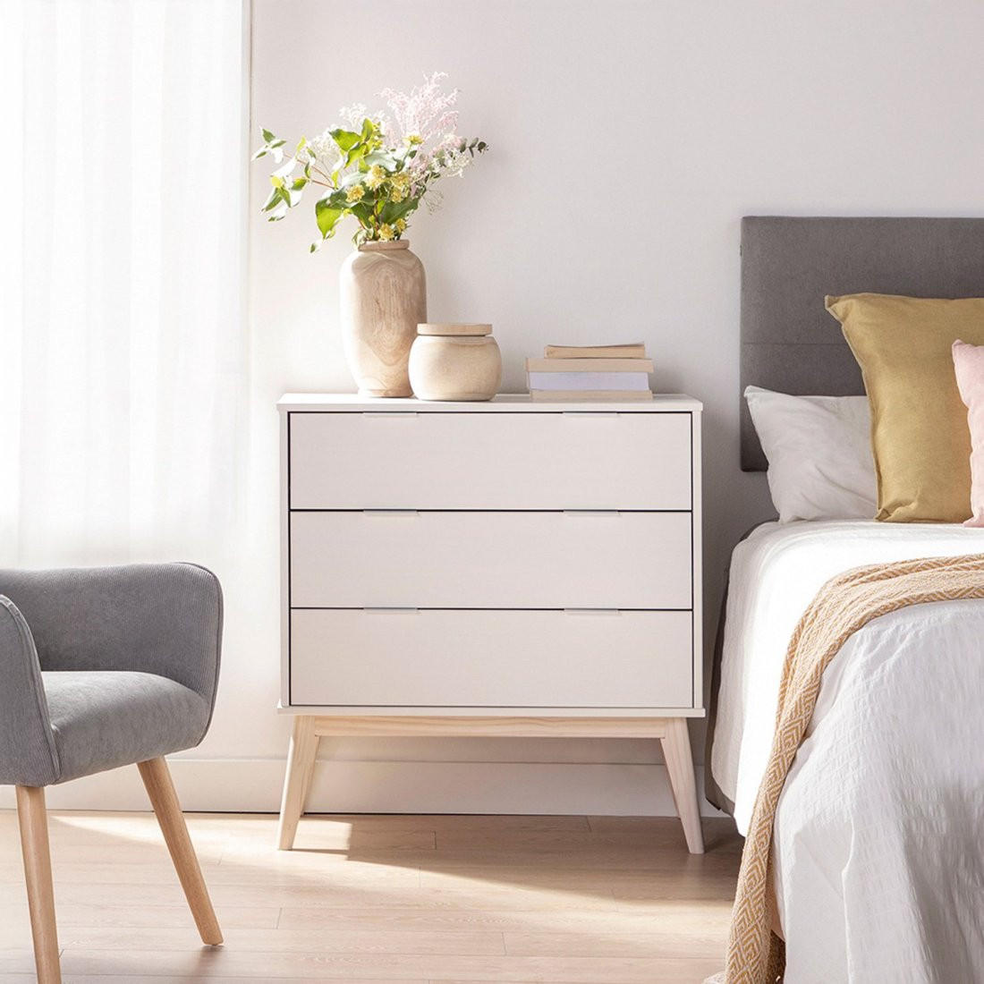 KOMMODE MIT SCHUBLADEN Troy Weiß 80 cm x 83 cm - Weiß, Holzwerkstoff (80/83/40cm)