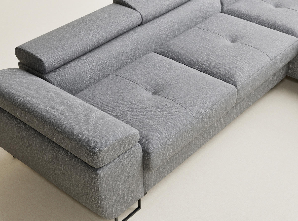ECKSOFA MIT SCHLAFFUNKTION Concord Grau Webstoff - Schwarz/Grau, Holz/Holzwerkstoff (277/203cm) - Maison de Reve