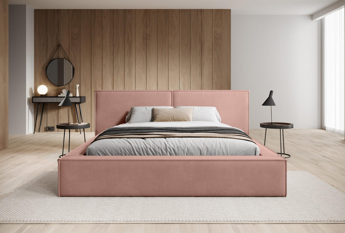 POLSTERBETT Doppelbett Lopra Betkasten 200x200 Schmutziges Rosa - Altrosa, Holz/Textil (200/200cm) - Fedve