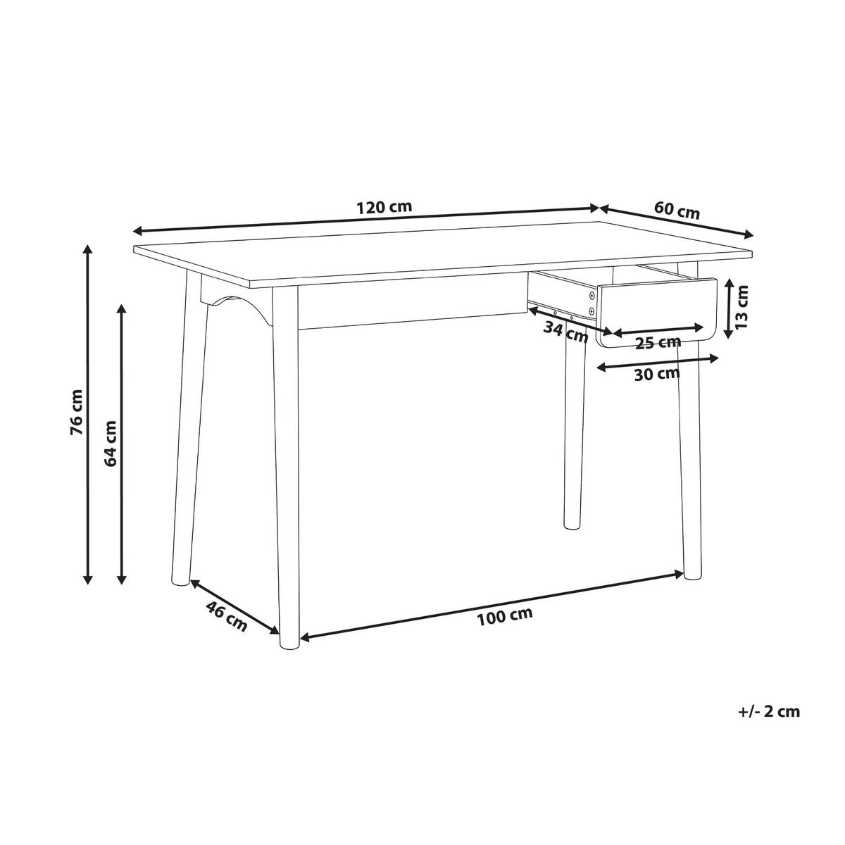 PSACÍ STŮL Světle hnědý/Bílý 120/60 cm Vitrion - světle hnědá, kompozitní dřevo (60/120/76cm) - Beliani