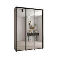 SCHWEBETÜRENSCHRANK 235,2/180/60 3-türig - Kaschmir/Schwarz, Holz/Metall (180/235.2/60cm) - MÖBEL KRYSPOL